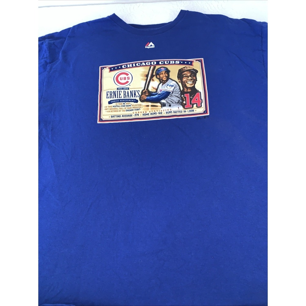Ernie Banks Career - Chicago Cubs‎ 2XL #14 T-Shirt - Majestic